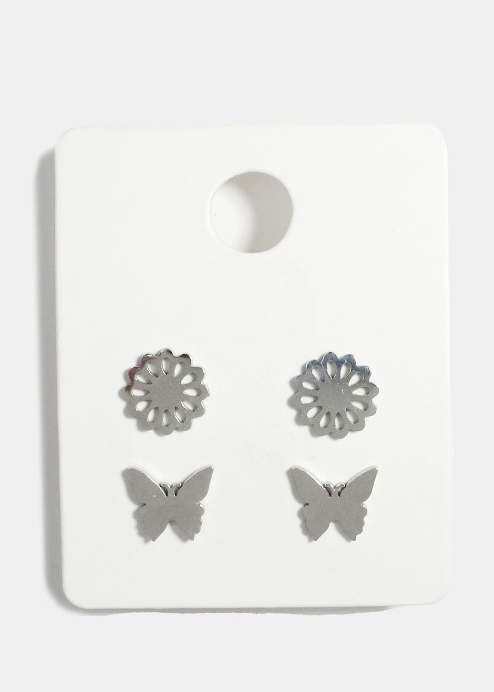 Flower and Butterfly Stud Earrings