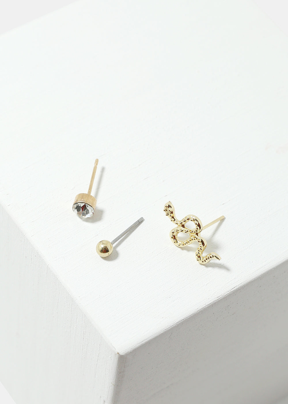 3-Pair Snake Stud Earrings