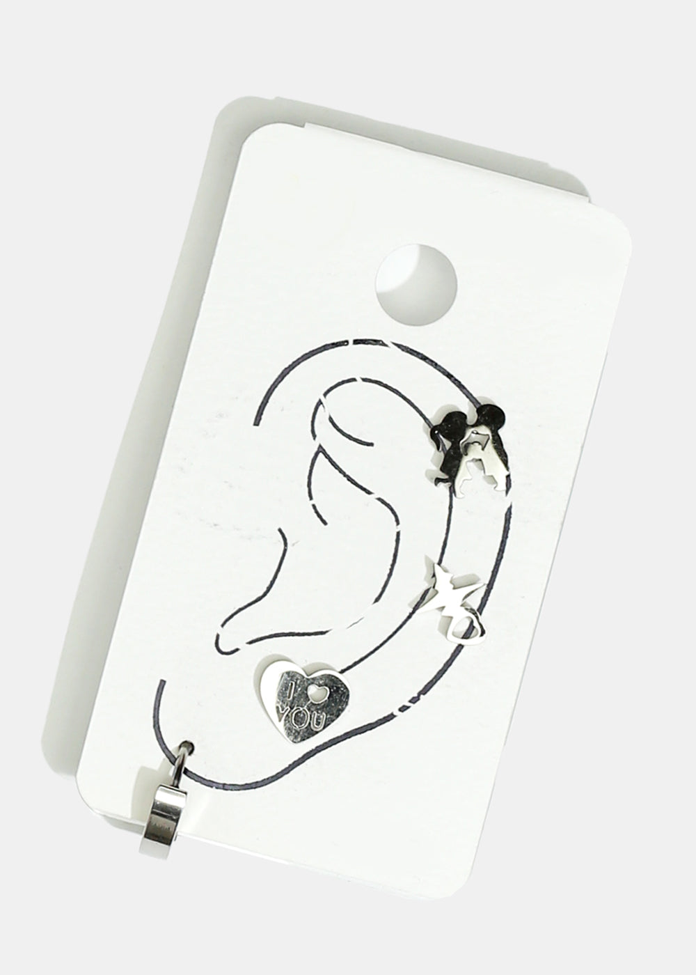 4-Piece Couple & Heart Stud Earrings