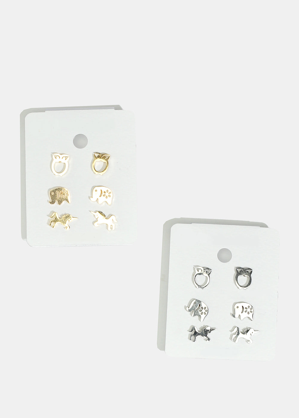 3-Pair Animal Stud Earrings