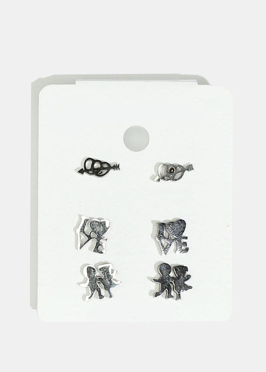 3-Pair Multi-Design Earring Set