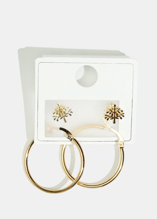 Tree Stud & Hoop Earrings