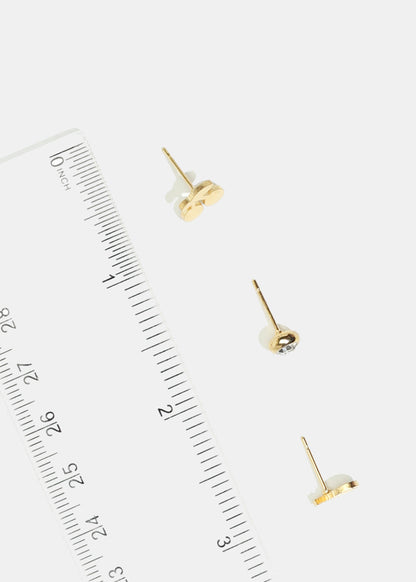 3-Pair Rhinestone & Fruit Stud Earrings