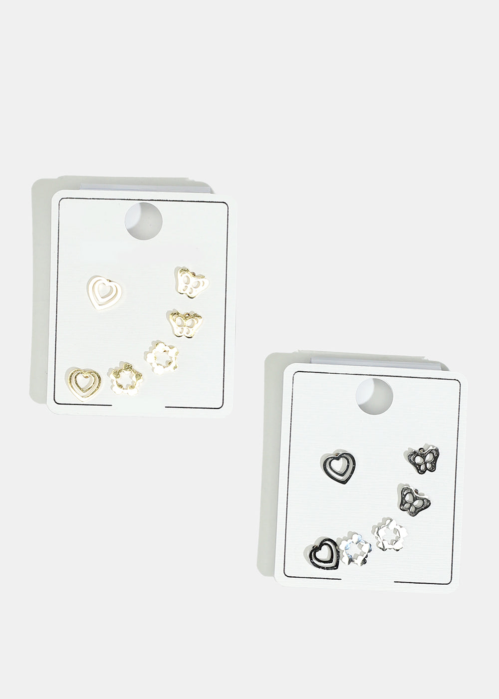 Butterfly & Heart Stud Earrings