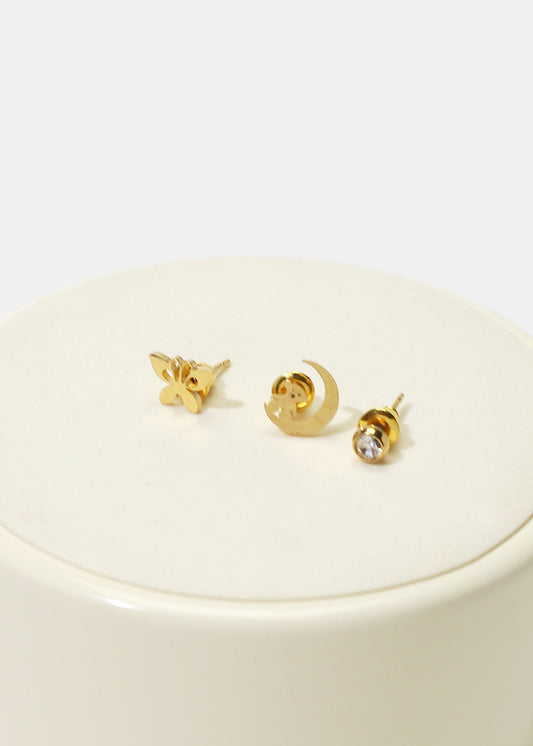 3-Pair Stud Earring Set