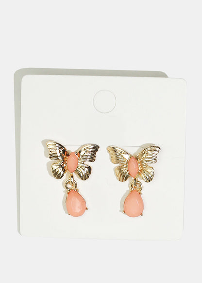 Butterfly & Enamel Dangle Earrings
