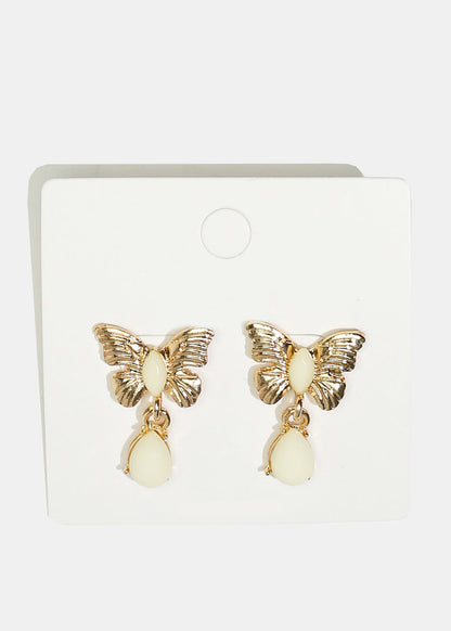Butterfly & Enamel Dangle Earrings