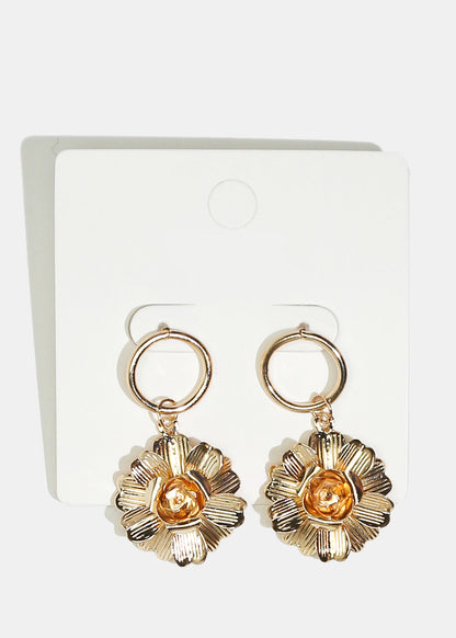 Metal Flower Dangle Earrings
