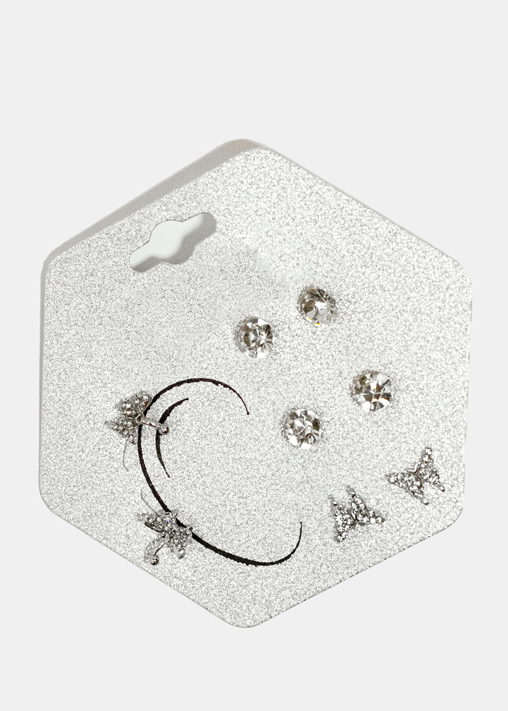 4-Pair Butterfly & Gemstone Earrings