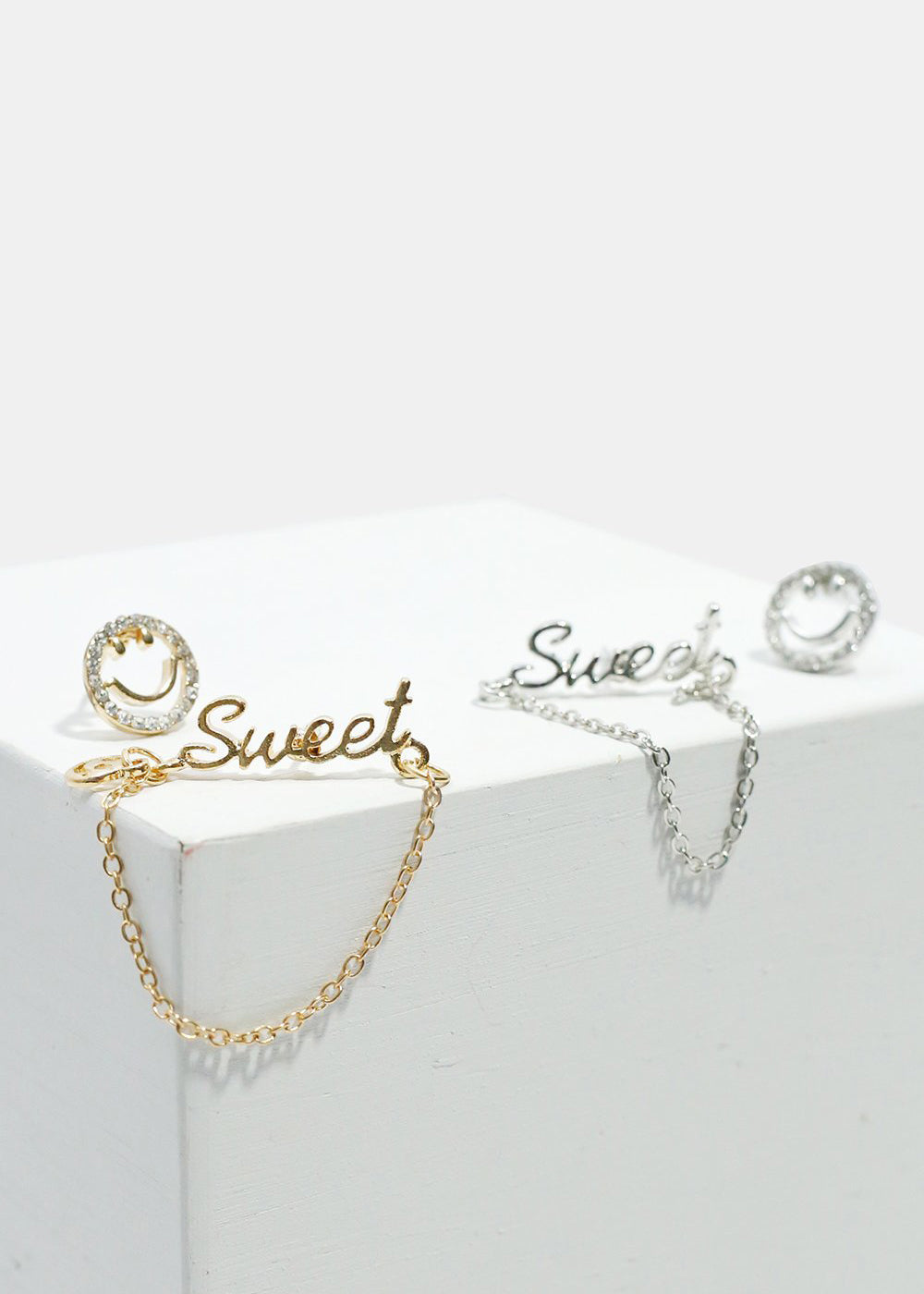 Smiley Face & "SWEET" Stud Earrings