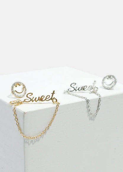 Smiley Face & "SWEET" Stud Earrings