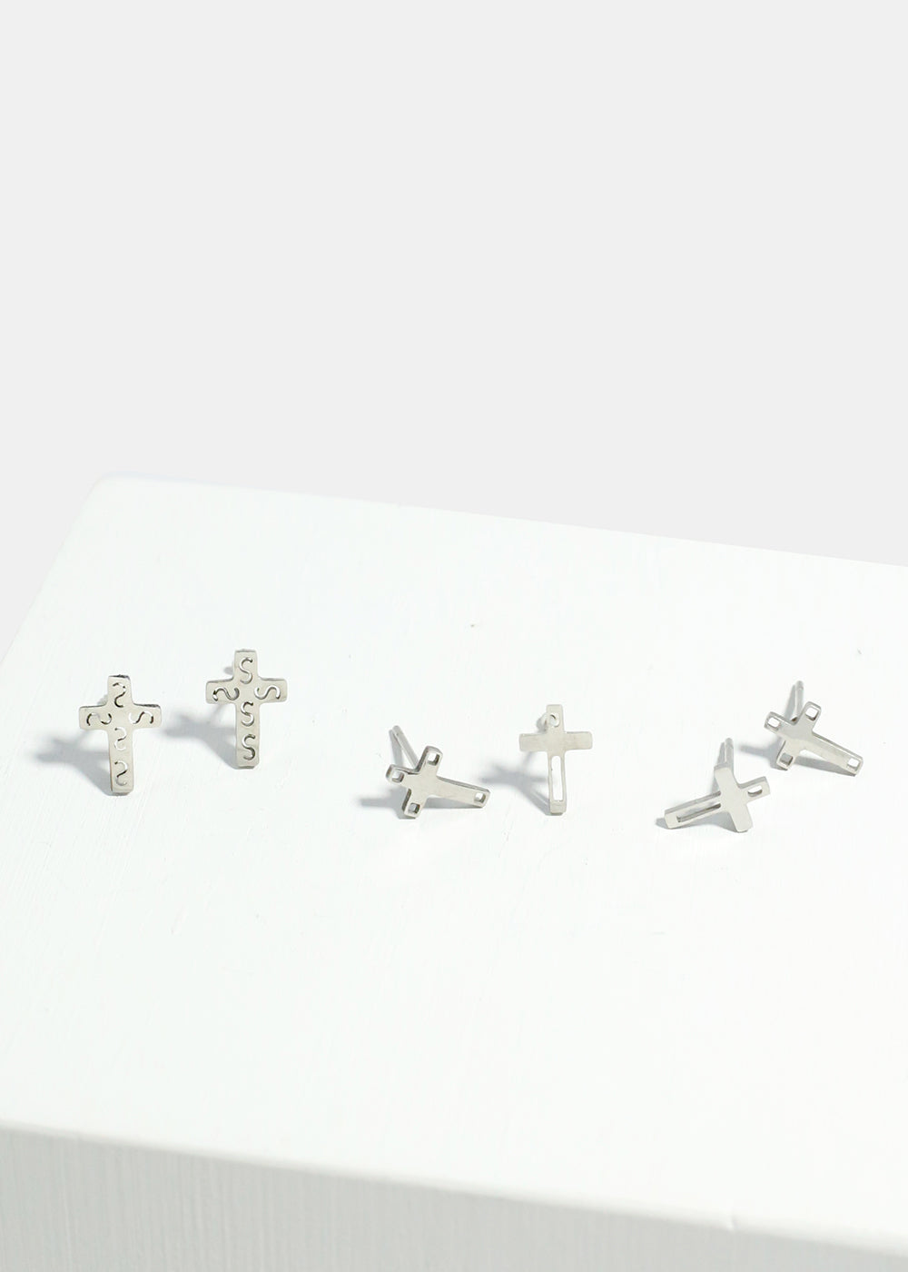 3-Pair Cross Stud Earrings