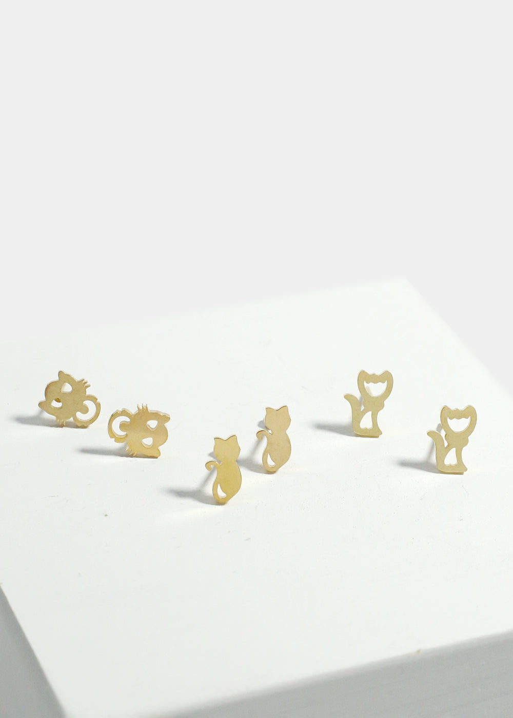 3-Pair Cats Stud Earrings Set