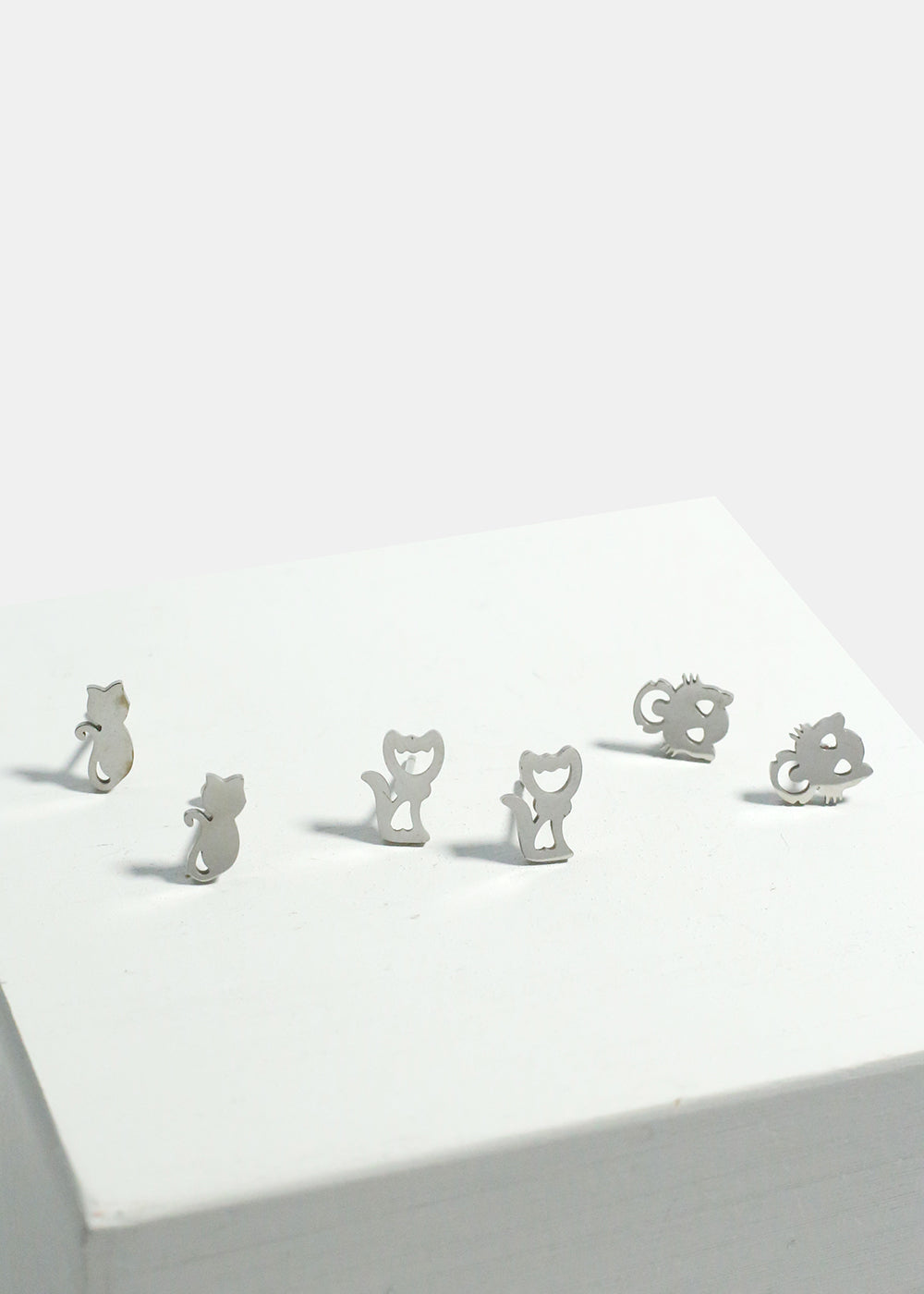 3-Pair Cats Stud Earrings Set