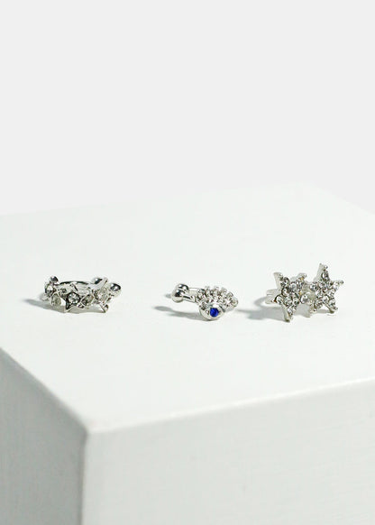 3-Piece Star & Eye Cuff Earrings