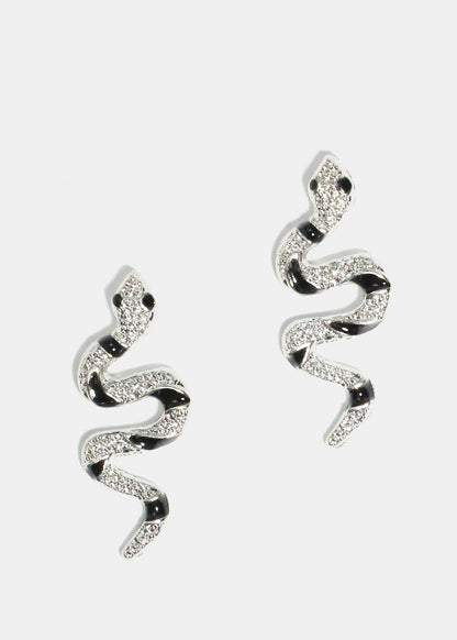 Black Swirl Snake Stud Earrings