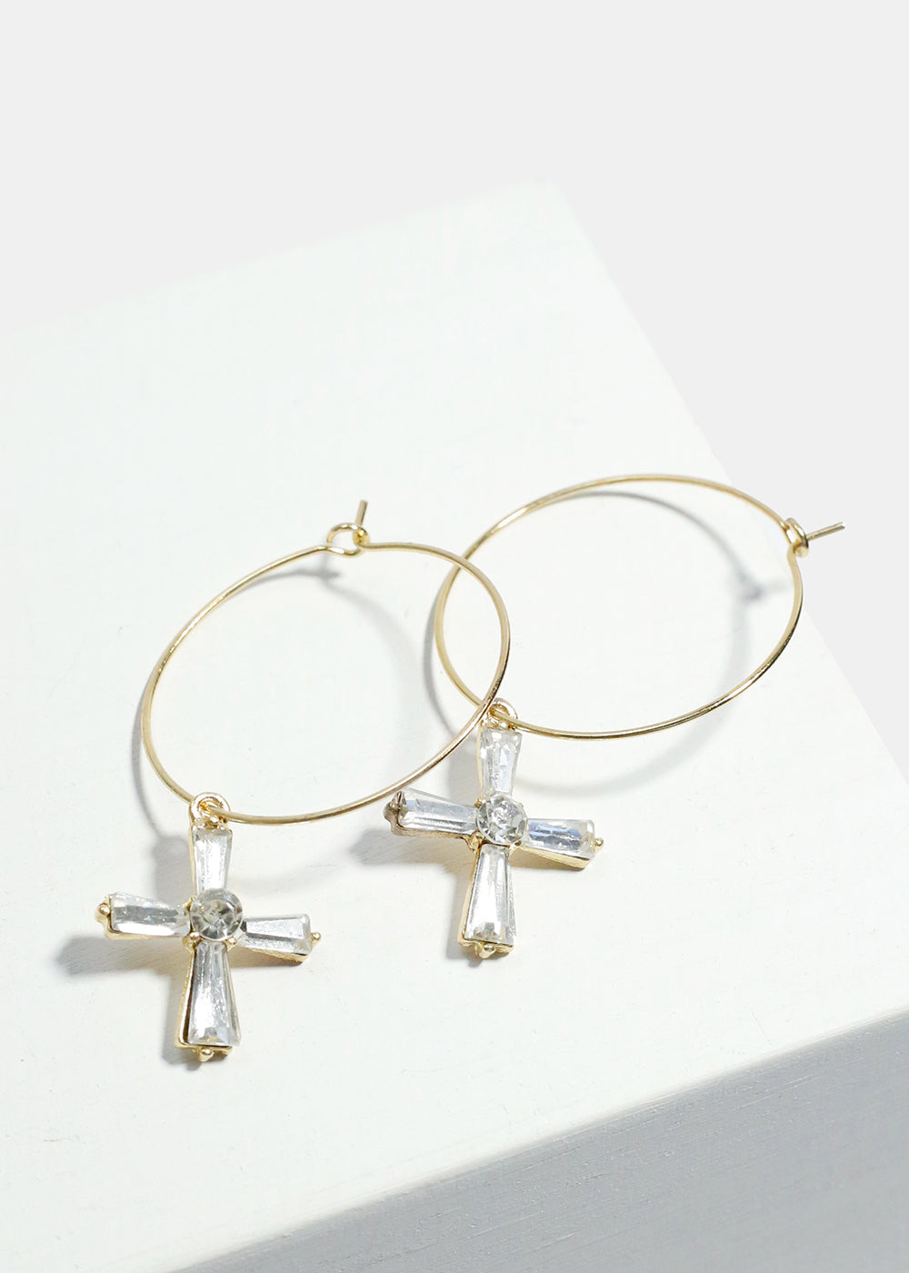 Cross Dangle Hoop Earrings