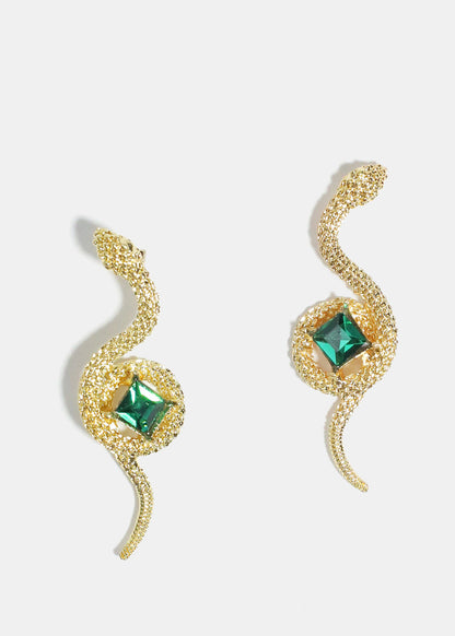 Gemstone in Snake Earrings
