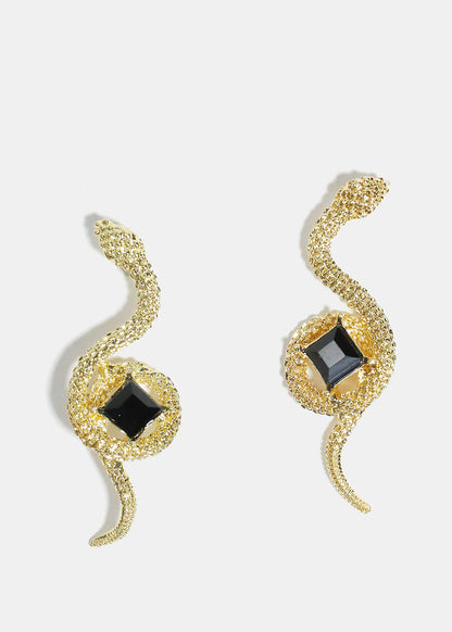 Gemstone in Snake Earrings