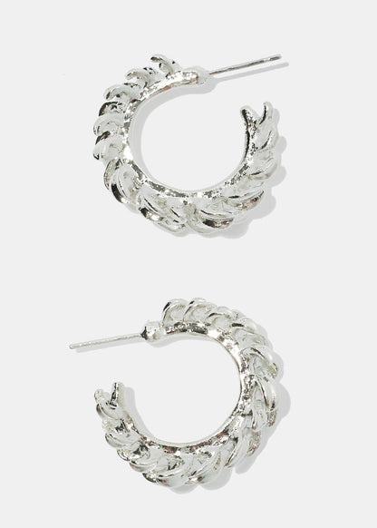 Bay Leaves Small Hoop Earrings