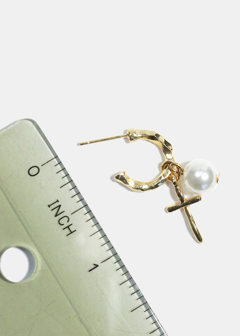 Pearl & Cross Dangle Earrings