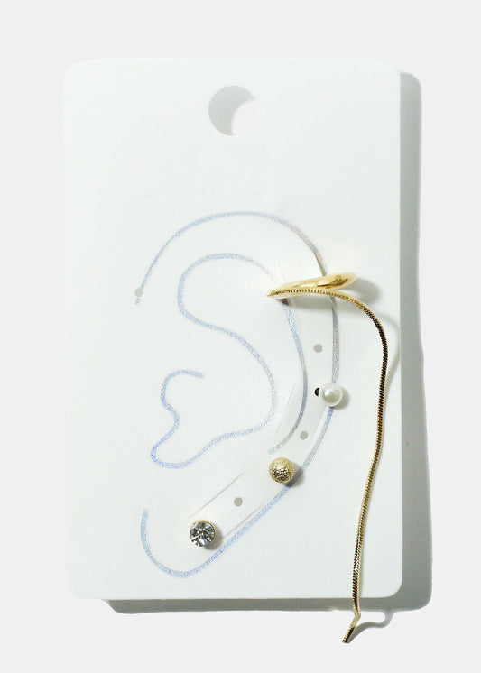 4 Piece Stud & Cuff Earring Set