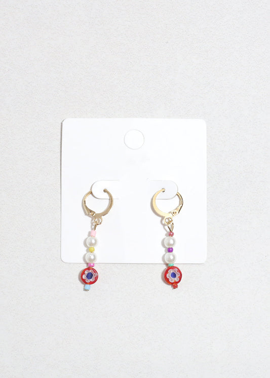 Colorful Pearl & Bead Dangle Earrings