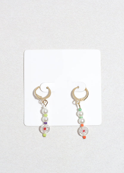 Colorful Pearl & Bead Dangle Earrings