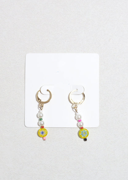 Colorful Pearl & Bead Dangle Earrings