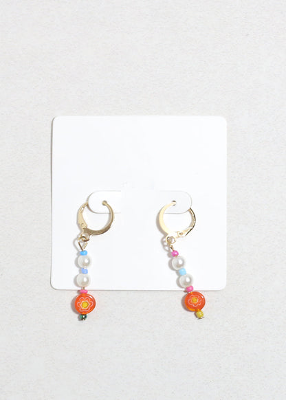 Colorful Pearl & Bead Dangle Earrings