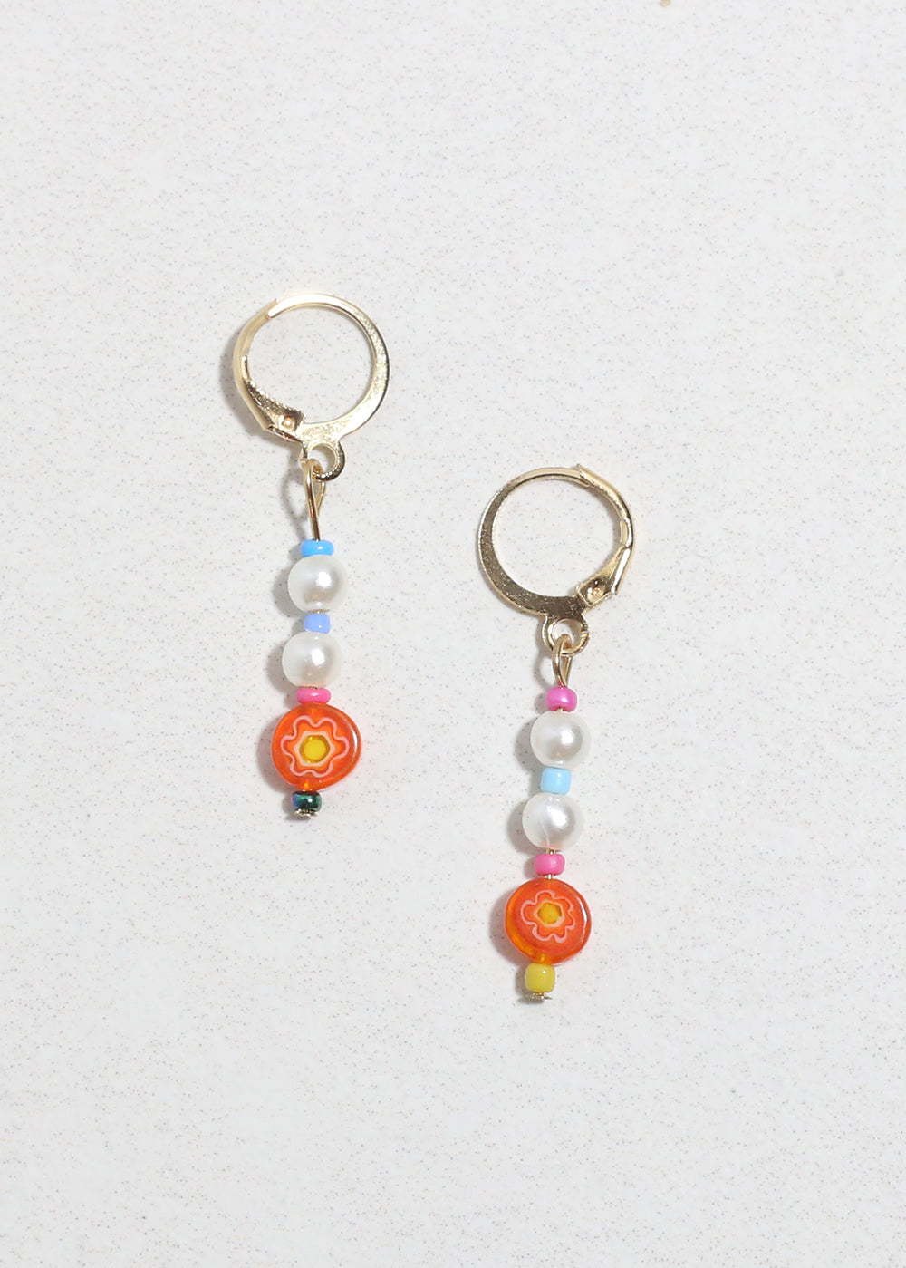 Colorful Pearl & Bead Dangle Earrings
