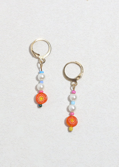 Colorful Pearl & Bead Dangle Earrings