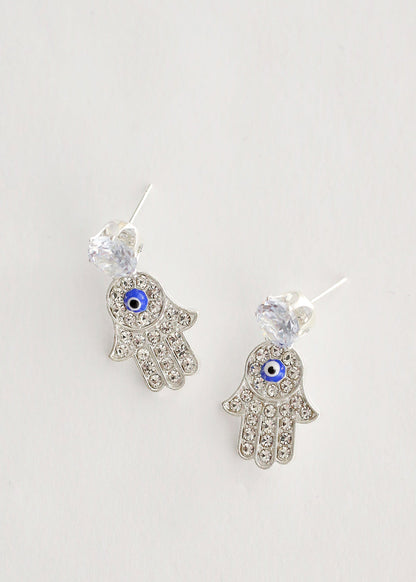 Hamsa Hand & Cross Earring