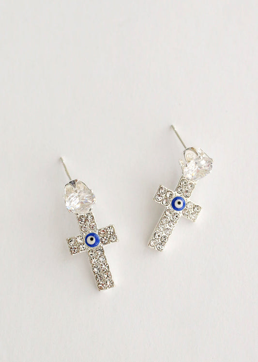 Hamsa Hand & Cross Earring