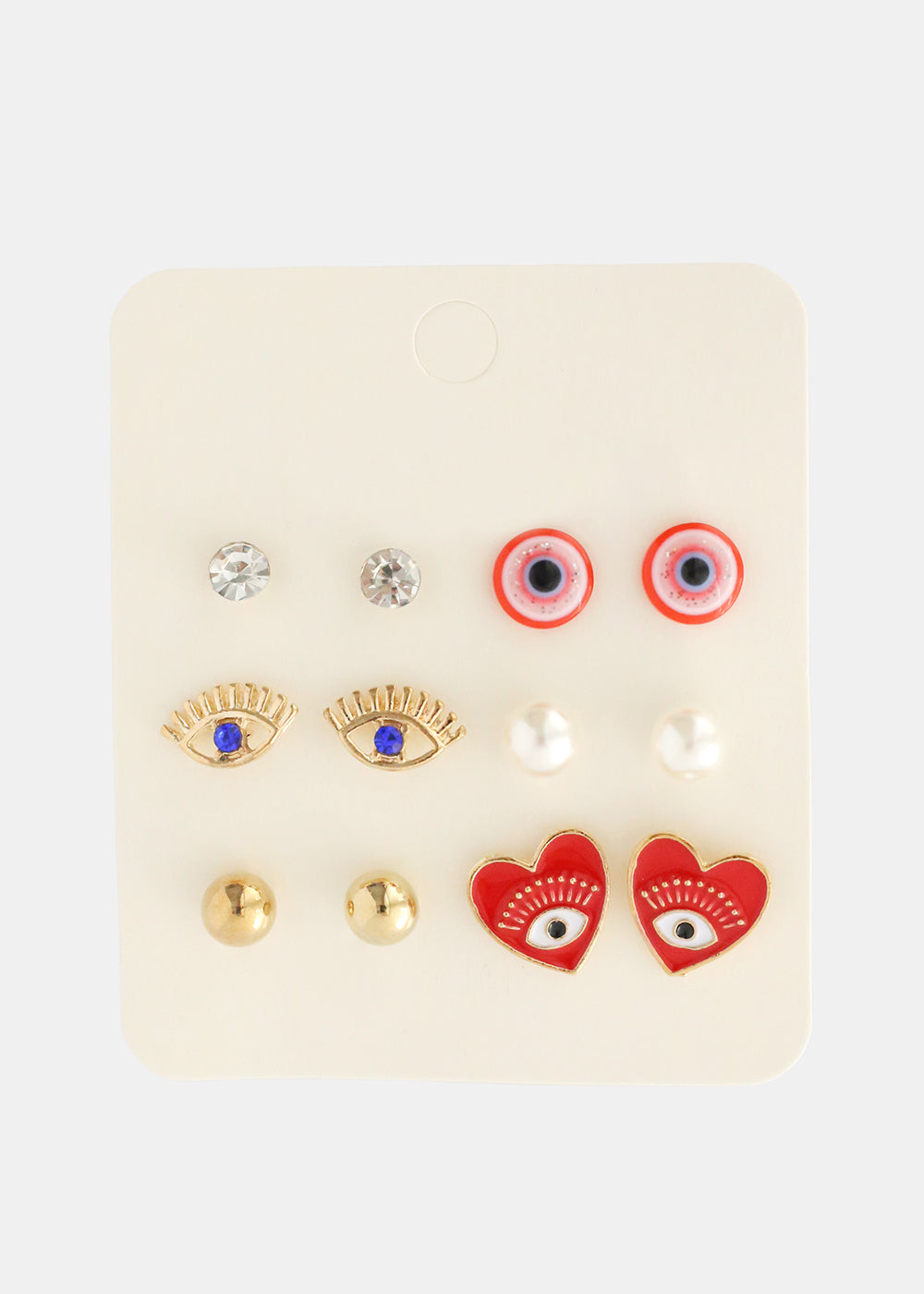 6 Pair Evil Eye Earring Set