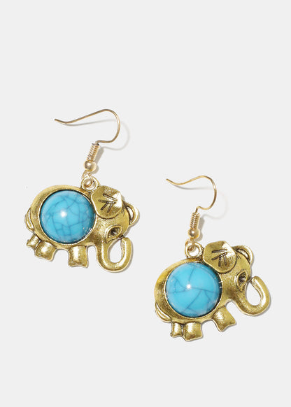 Turquoise Elephant Earrings