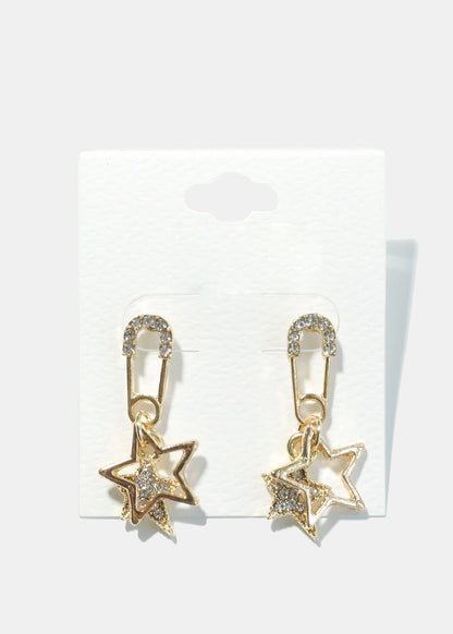 Evil Eye Dangle Charm Hoop Earrings