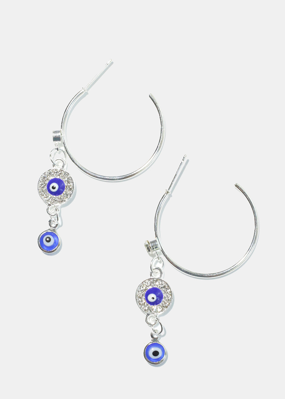 Evil Eye Dangle Charm Hoop Earrings