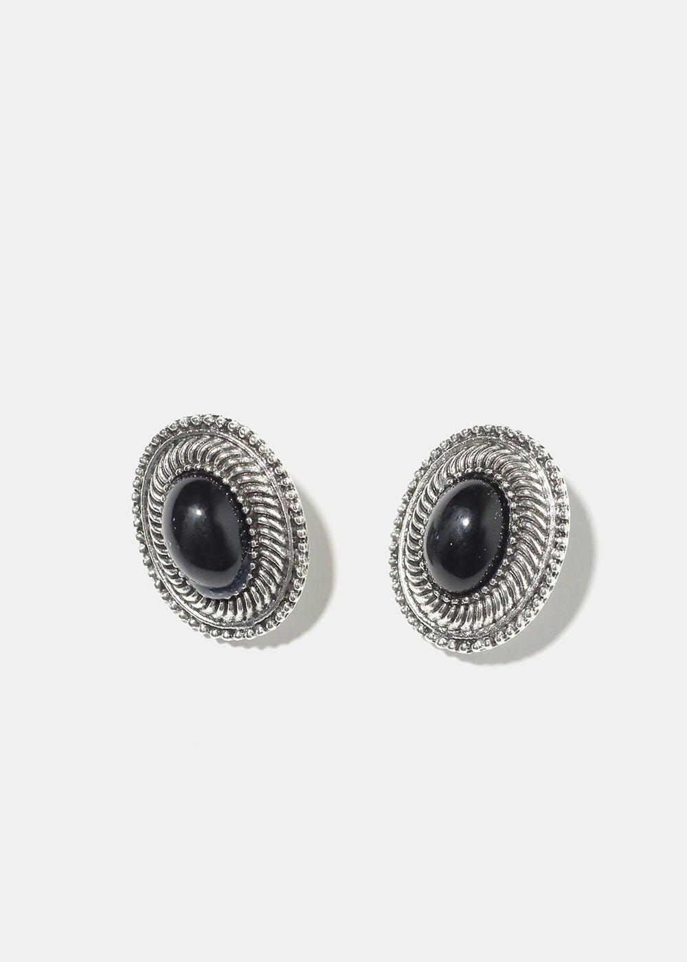 Marble Oval Clip On Earrings