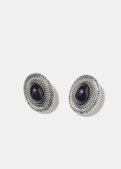 Marble Oval Clip On Earrings