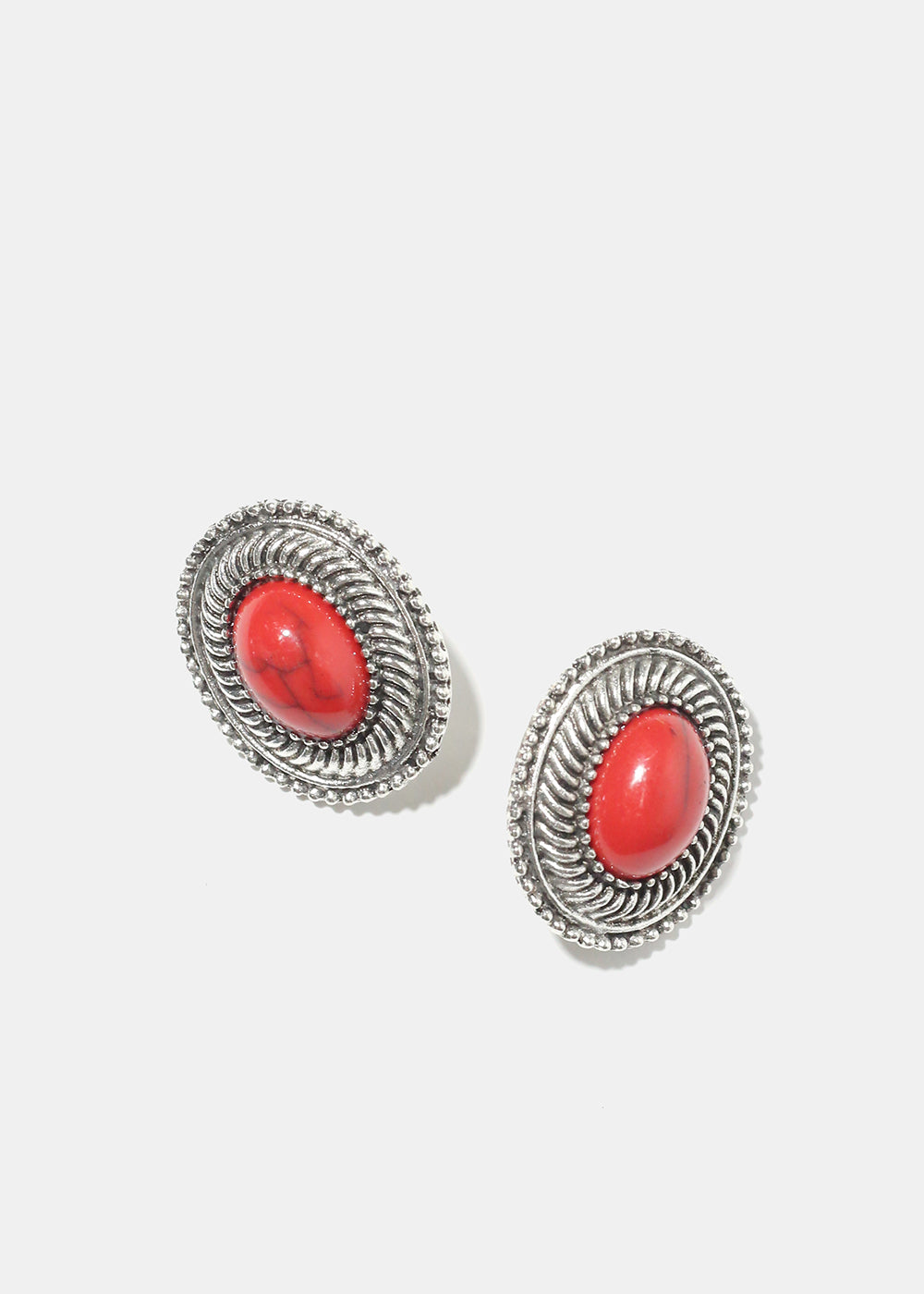Marble Oval Clip On Earrings