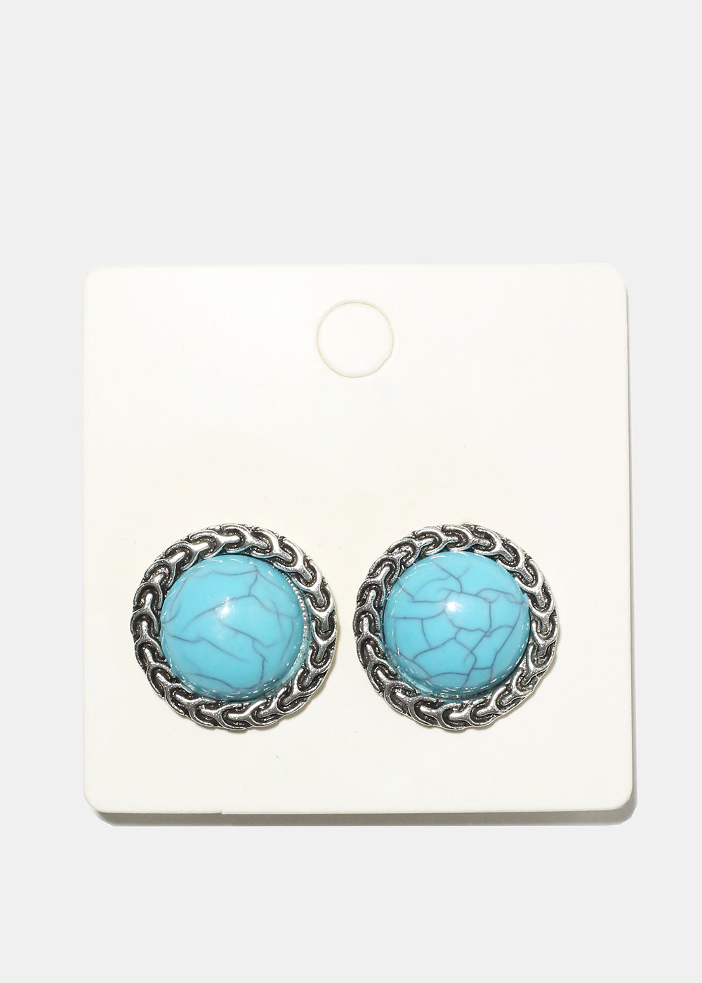 Marble Circle Clip Earrings