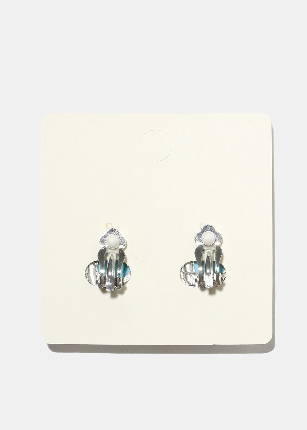 Marble Circle Clip Earrings