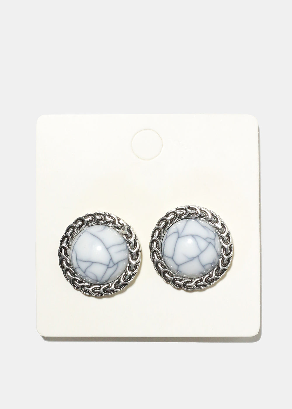 Marble Circle Clip Earrings