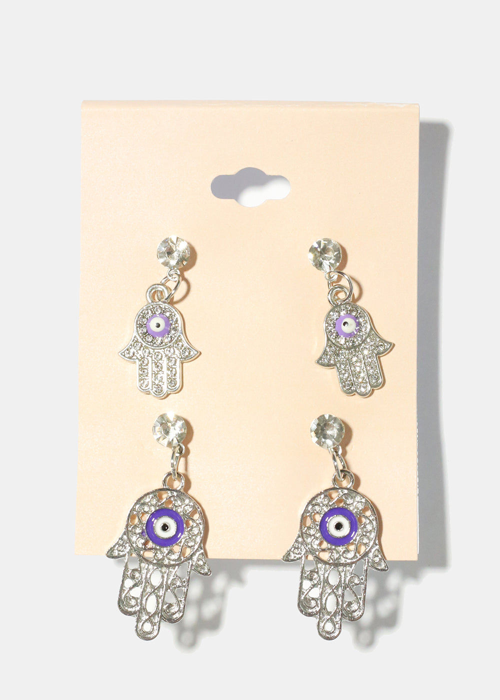 2 Pair Dangle Hamsa Hand Earrings
