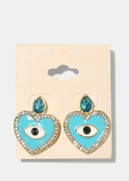 Heart Evil Eye Earrings