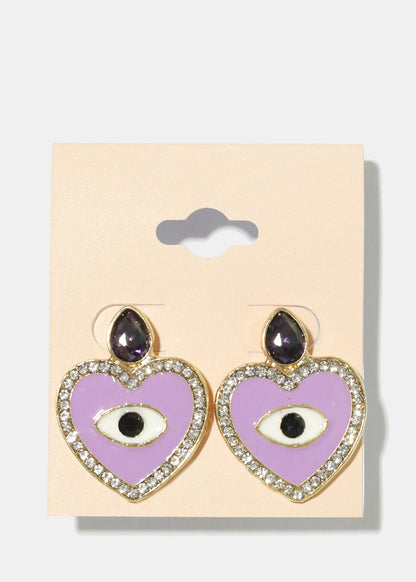 Heart Evil Eye Earrings