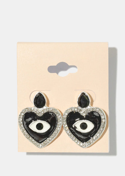 Heart Evil Eye Earrings