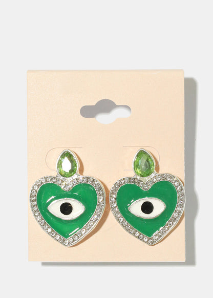 Heart Evil Eye Earrings