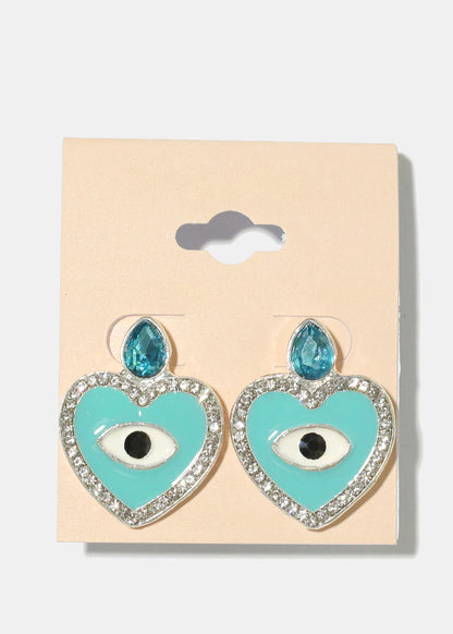 Heart Evil Eye Earrings
